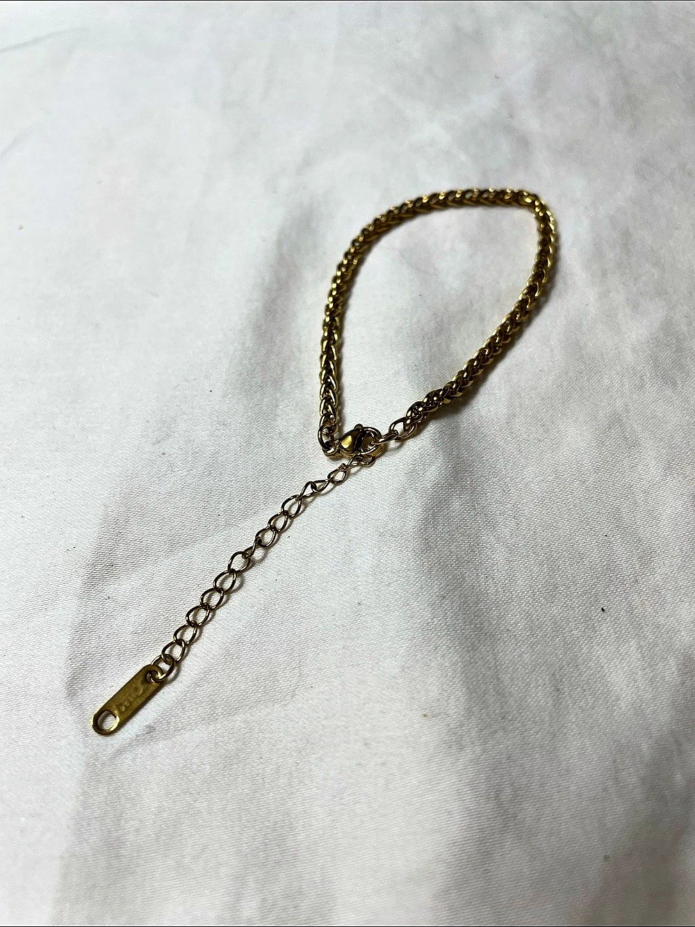 Stainless Steel Gold-Tone Wheat Design Bracelet Chain adjustable size